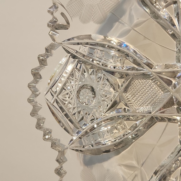 Vintage Crystal Etched Glass 6" Diameter Low Dish - Picture 7 of 8